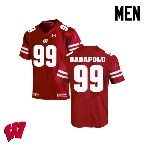 Wisconsin Badgers Men's #65 Olive Sagapolu NCAA Under Armour Authentic Red College Stitched Football Jersey UR40R38LP